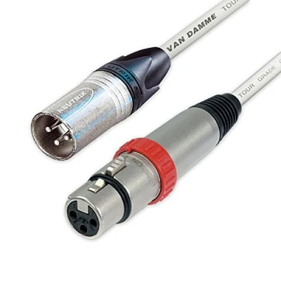 Image of Switched Neutrik XLR to Cables. Van Damme Balanced Cable. NC3FXS Mic Leads (10m, White)