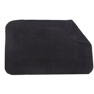 Image of EHC Luxurious Leicester Reversible 100% Cotton Bathmat Ultra Absorbent With Superior Softness &amp; Chunky pile Black