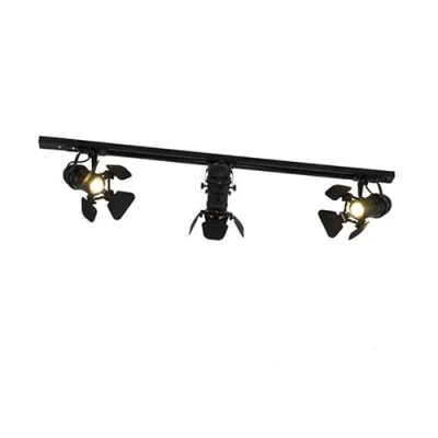 Image of Qazqa Rail System with 3 Spots Black Movie Modern Suitable for LED GU10 Way Light Aluminium Surface Mounted spotway Bedroom I