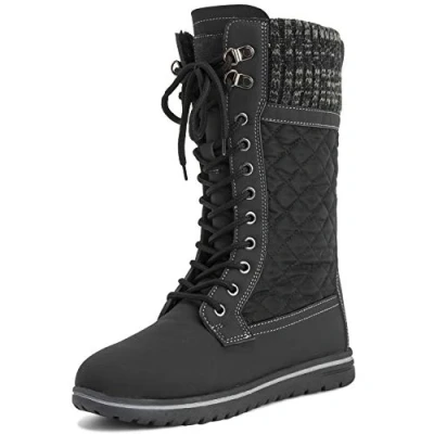 Image of Polar Boot Womens Tall Durable Faux Fur Winter Rain Snow Waterproof Outdoor Calf Boots 3 BLK36 AYC0535