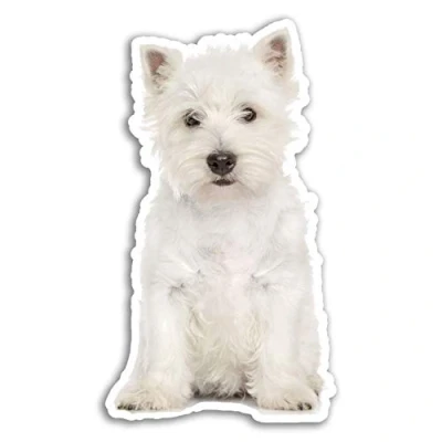Image of 2 x 10cm White Westie Dog Vinyl Stickers West Highland Terrier Sticker #18339 (10cm Tall)