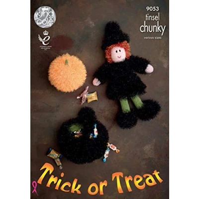Image of King Cole 9053 Knitting Pattern Halloween in Tinsel Chunky by
