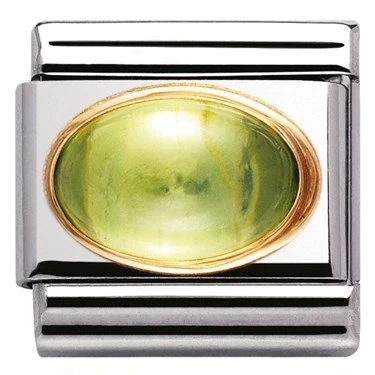 Image of Nomination Classic Gold Oval Peridot Stone Sparkly Charms