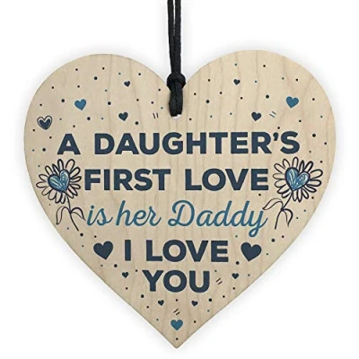 Image of RED OCEAN Love Daddy Dad Wooden Heart Happy Birthday Card Gift Daughter Baby Thank You Keepsake