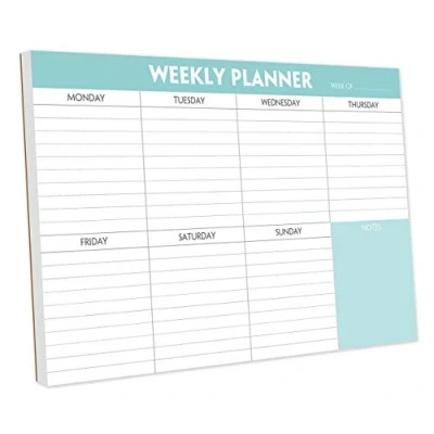Image of Weekly Planner Pad Tear Off Planning with Daily Schedule &amp; Calendar, 52 Sheets, 100gsm Paper, Undated To Do List Notepad, 25.4x17.8cm