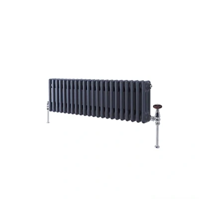Image of Milano Windsor Anthracite Cast Iron Style Horizontal Triple Column Radiator 300mm x 1010mm