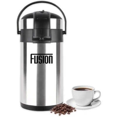 Image of Fusion Food Airpot Flask Thermal Coffee Carafe 2L/3L/5L Pump Action Hot Water Insulated Jug Stainless Steel Double Wall Vacuum Anti Spill with Push Button 360 Rotating Base