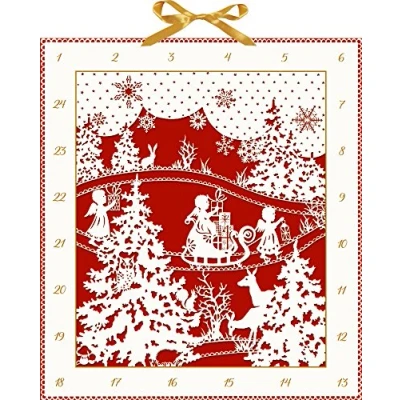 Image of Coppenrath Woodland Silhouette Layered Laser Cut Paper Traditional German Advent Calendar 41 cm Wide x 46 Gold foil and Hanging Ribbon