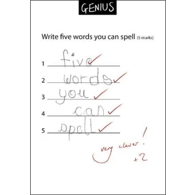 Image of Humorous Greeting Card (WDM2739) Blank/Birthday Five Words You Can Spell Genius Range