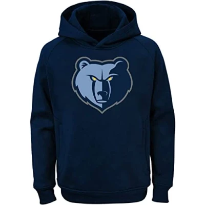 Image of Outerstuff NBA Kids Youth 8 20 Team Color Alternate Polyester Performance Primary Logo Pullover Sweater Sweatshirt Hoodie, Memphis Grizzlies Navy, 14 16