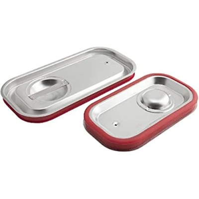 Image of Genware NEV GN14 SLID Stainless Steel Gastronorm Sealing Pan with Lid, Size 1/4