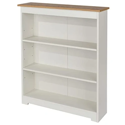 Image of Netfurniture Kolo Low Wide Bookcase Adjustable Shelves Off Cream Oak