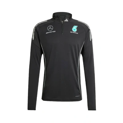 Image of adidas Men&#039;s MERCEDES AMG PETRONAS FORMULA ONE TEAM MECHANICS TOP MEN, Black/Reflective Silver, XS
