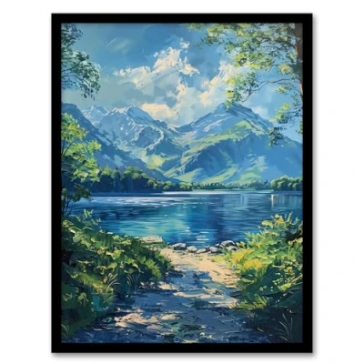 Image of Artery8 Lake District Acrylic Helvellyn View Summer Peace Living Room Artwork Framed Wall Art Print 18X24 Inch