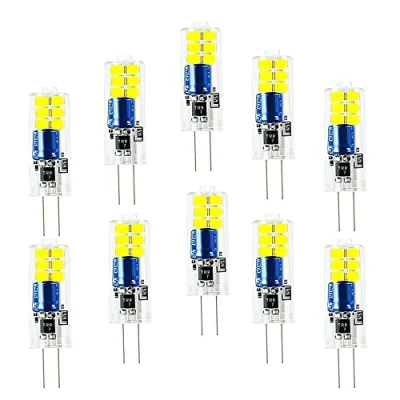 Image of OUGEER Pack of 10 Energy Saving G4 2W LED Bulb,12 SMD 2835,Cool White 6000K, AC220V 240V,LED Bulbs Lamps Lights