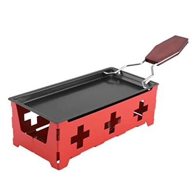 Image of Cheese Raclette, Portable Non Stick Raclette Table Grill, Foldable Candlelight Melter Mini Set with Stove &amp; Spatula for Home Kitchen