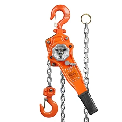 Image of VEVOR Manual Lever Chain Hoist, 3/4 Ton 1650 lbs Capacity 10 FT Come Along, G80 Galvanized Carbon Steel with Weston Double Pawl Brake, Auto Leading &amp; 360 Rotation Hook, for Garage Factory Dock