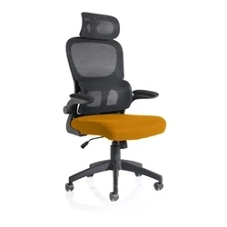 Image of Iris Task Operator Black Mesh Back Senna Yellow Seat With Headrest