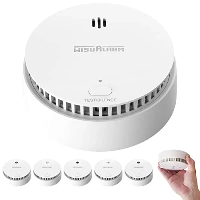 Image of Smoke Alarms, 10 Year Battery Alarm for Home 5 Pack, Fire with Silence/Test Button, No Drill Installation, EN 14604 Standard