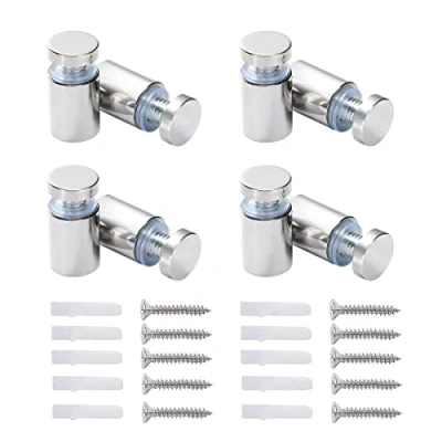 Image of 16 Pieces Qrity Standoffs Mounting Hardware Advertising Glass Acrylic Standoff, Stainless Steel Standoffs, 16X25mm, with Screw Accessories