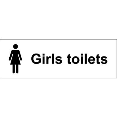 Image of Girls Toilet Sign Self Adhesive Sticker 300mm x 100mm