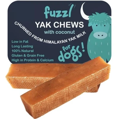 Image of Fuzzl Yak Chews for Dogs 2 Pack 140g Coconut Premium Natural Dog Treats with Himalayan Milk Chew No Hide Food Long Lasting Dental Sticks and