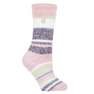 Image of HEAT HOLDERS Ladies Thermal Winter Warm Original Twist Stripe Socks (Provence Dusted Pink)