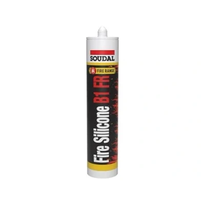 Image of Soudal Fire Silicone B1 FR Resistant Neutral Cure Sealant 4 Hour Cartridge 300ml Low Modulus Colourfast and UV Hours Highly Elastic Rating Warrington Depending (White)