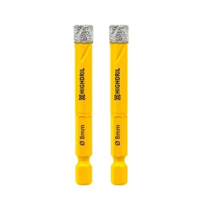 Image of HIGHDRIL Dry Diamond Drill Bits,2pcs 8mm 5/16&quot; with Hex Shank for Granite Marble Porcelain Tile Ceramic