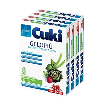 Image of Cuki Gelopiù Freezer Bags 7 Layers Maxi Medium Stock 23 X 32 Cm 2.5 L 4 Packs Of 40 Pieces 630 g