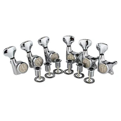 Image of Guyker 6Pcs Guitar Locking Tuners (6 Right Handed) 1:18 Ratio Lock String Tuning Key Pegs Machine Heads Set Replacement for LP, SG, TL Style Electric, Folk or Acoustic Guitars Chrome