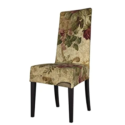 Image of YsoLda Chair Cover, Dining Cover Seat Protector Stretch for Kitchen, Hotel, Room Vintage Tapestry Mauve Beige Green