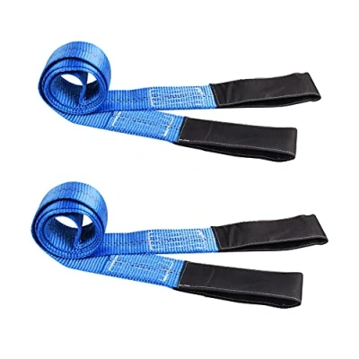 Image of CarBole 1.8m x 5cm Sling Lifting with Flat Loop, 2 Pack Strong Heavy Duty Duplex Polyester Sangbing Lift Strap Strop, Max Breaking Strength 9000lbs, Working Charge 3000lbs (Blue)