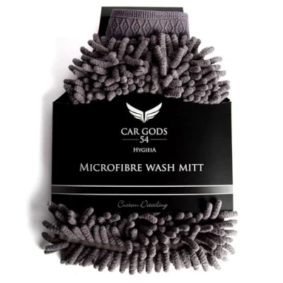 Image of Car Gods Microfibre Wash Mitt Cleaning Glove Soft Noodle Washing Detailing Microfiber Ultra Premium Auto Care Lint Scratch Free Non Abrasive Elastic Wrist Cuff Machine Washable
