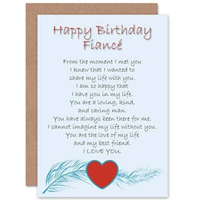 Image of Wee Blue Coo BIRTHDAY FIANCE LOVE POEM NEW ART GREETINGS GIFT CARD