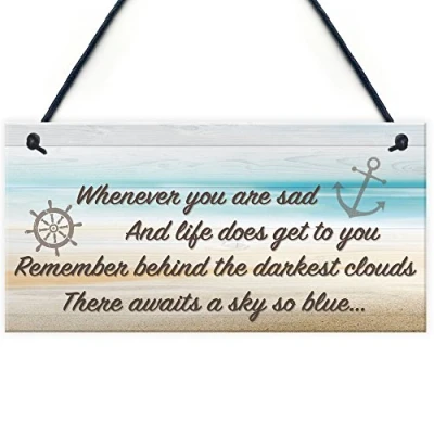 Image of RED OCEAN Darkest Clouds Inspirational Friendship Home Gift Hanging Plaque Family Sign