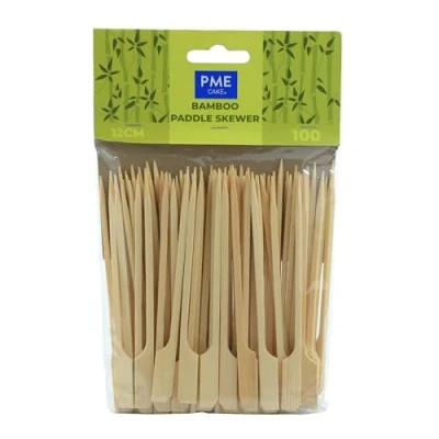 Image of PME LSK183 Bamboo Paddle Skewers 12cm, Pack of 100, Brown