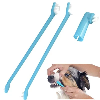 Image of Pet Teeth Care Puppy Dog Cat Toothbrush Dental Cleaning Set 22cm Length (Blue)
