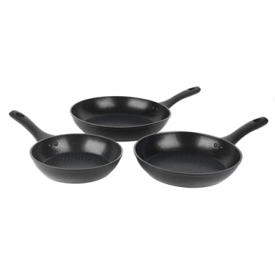 Image of Salter BW08773 Geo Hex 3 Piece Frying Pan Set, Diamond Effect Non Stick, Advanced Hi Low Technology Reduces Burning, Induction Hob Suitable, Safe, Lightweight, Forged Aluminium, 20/24/28 cm