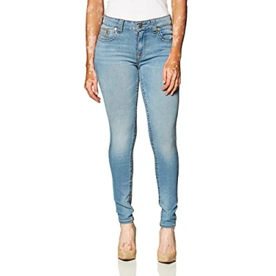 Image of True Religion Women&#039;s Jennie Mid Rise Curvy Fit Skinny Ankle Jean, Sky Light, 32