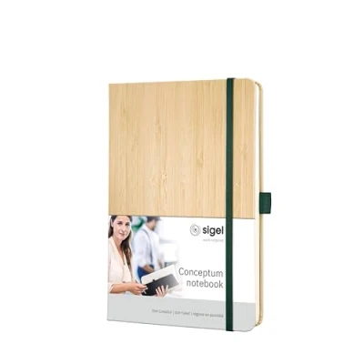 Image of SIGEL CO670 Premium Notebook dotted, A5, real bamboo hardcover, Beige Conceptum