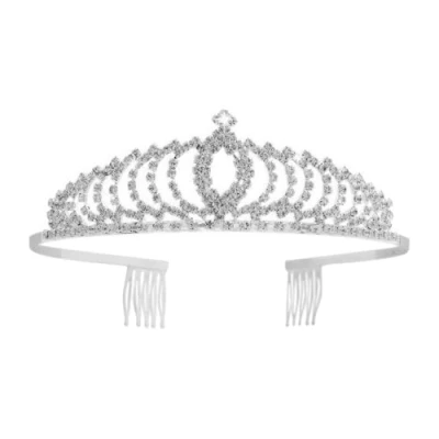 Image of Vofler Silver Tiara Crystal Crown Headband Headpiece Rhinestone Hair Jewelry Decor for Women Ladies Little Girls Bridal Bride Princess Halloween Costume Party Birthday Wedding Pageant Prom with Combs