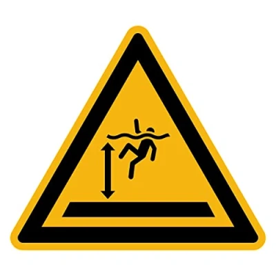 Image of Sticker Danger Warning NF ISO 7010 Laminated Triangular Signage Adhesive Water and UV Resistant Deep Hazard 60x60 cm