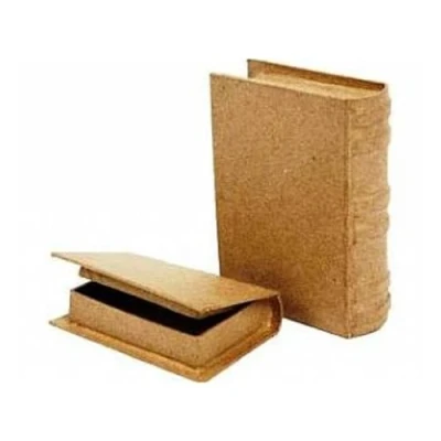 Image of 2 Mini Book Shape Paper Mache Boxes 6x9x2cm &amp; 8x11x2.5cm Papier
