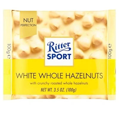 Image of Ritter Sport White Chocolate with Whole Hazelnuts 5 X 100g