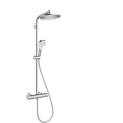 Image of Hansgrohe Crometta S Shower System 240 2 Sprays With Thermostat, Chrome, 26781000