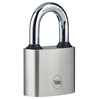 Image of Yale Y112/40/124/1 Iron Disc Padlock 40mm Nickel Plated Hardened Steel Shackle Extreme Corrosion Resistance for Outdoor use