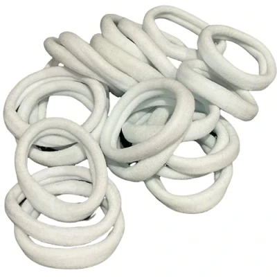 Image of Hair Bands Bobbles Elastics Thick Endless Design Snag Free Bright Colours 20 Pack (White)