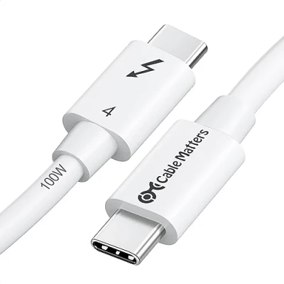 Image of Cable Matters [Intel Certified] 40Gbps Thunderbolt 4 0.8m with 8K Video and 240W Charging in White Backwards Compatible USB4 3 USB C