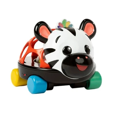 Image of Baby Einstein Curious Car Zen Oball Toy &amp; Rattle, Light Up, Ages 3 Months+, The Zebra